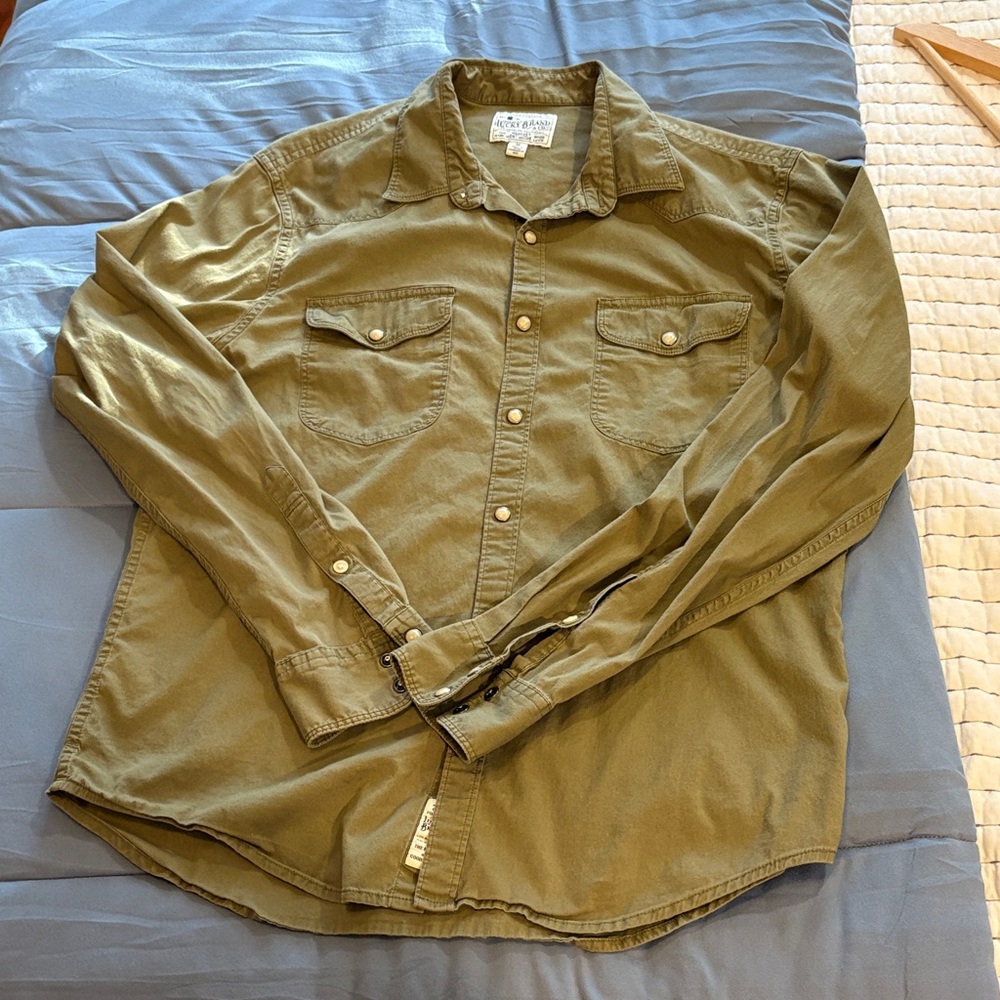 Lucky brand, green western snap shirt